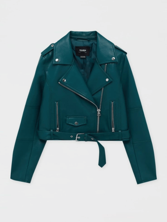 Leather Jacket s Khaki/Black